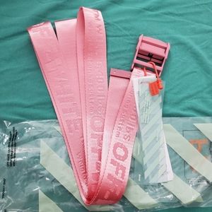 Pink off-white industrial belt